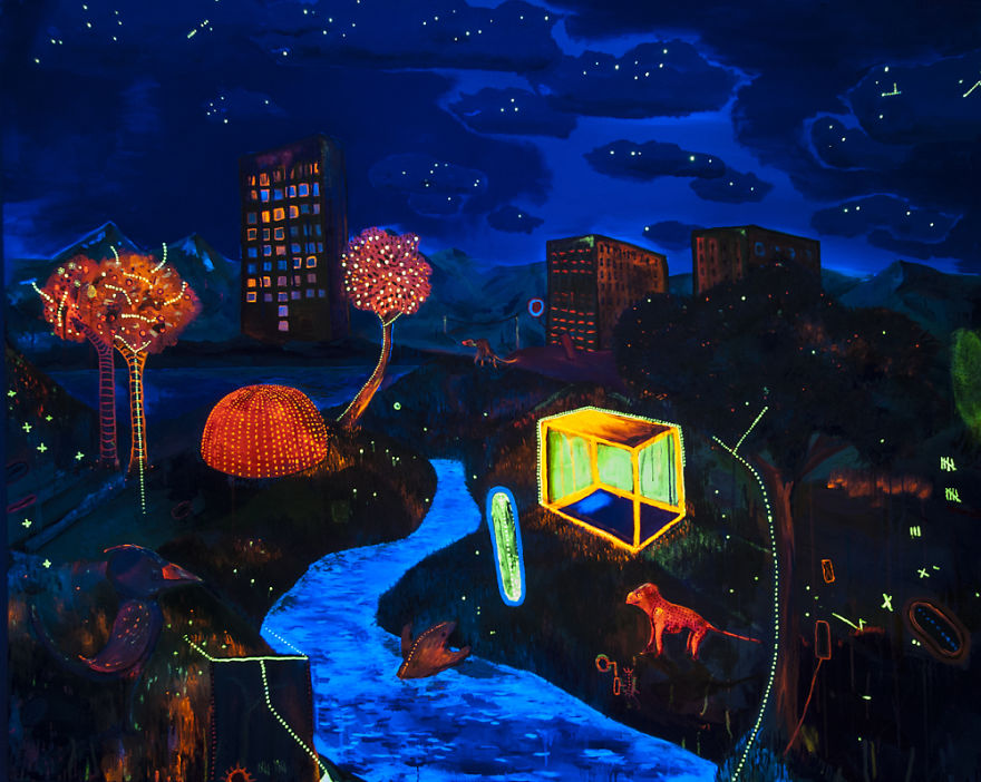 Artist Creates With Light Sensitive Paint To Show Different Sides Of His Art