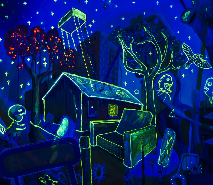 Artist Creates With Light Sensitive Paint To Show Different Sides Of His Art