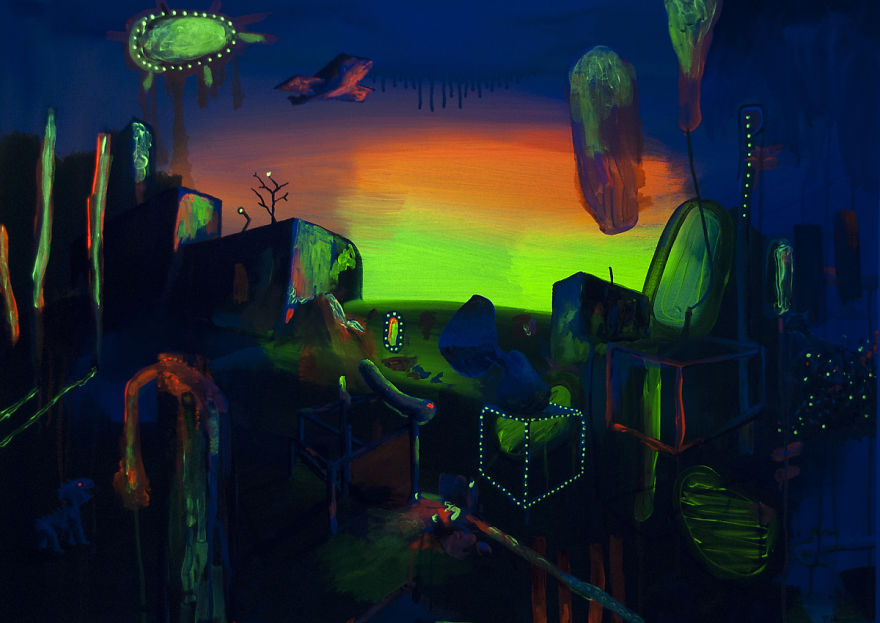 Artist Creates With Light Sensitive Paint To Show Different Sides Of His Art