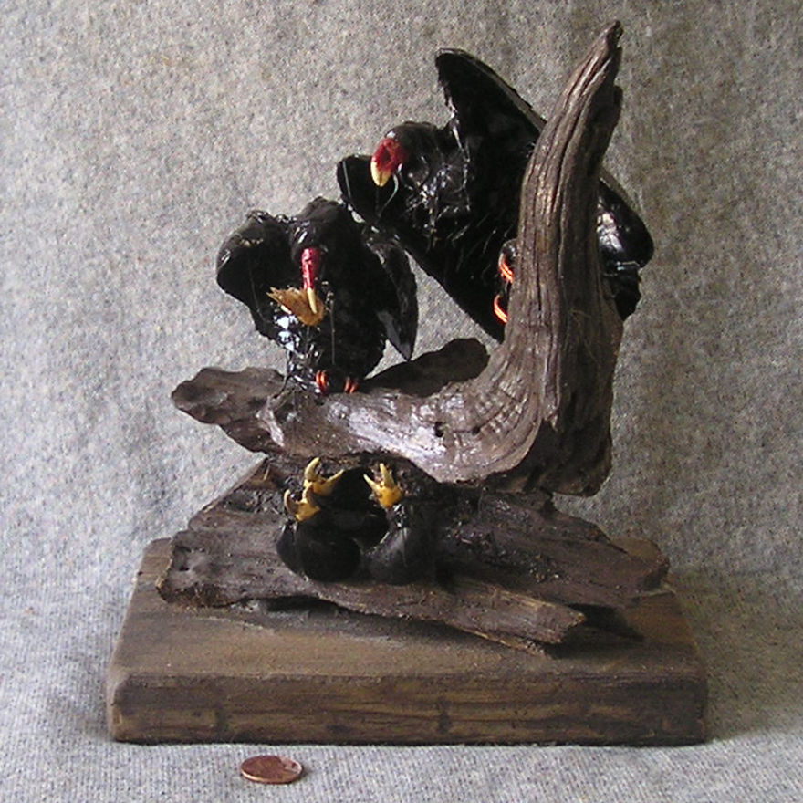 Vulture Sculptures Created By Using Personally Scavenged Natural Matter