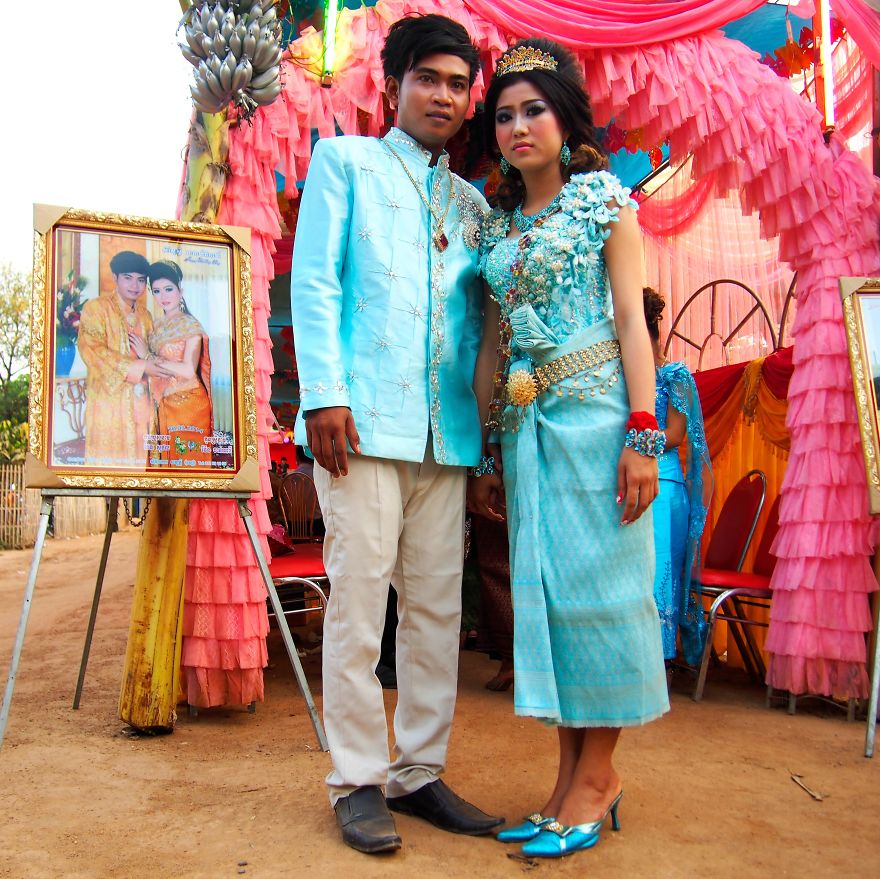 Kevich And Leakena, At Their Wedding. Silk Island, Cambodia