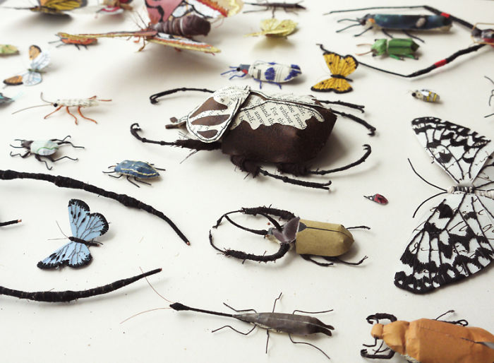 I Create Bugs, Butterflies, And Insects Using Recycled Paper, Wire And Thread