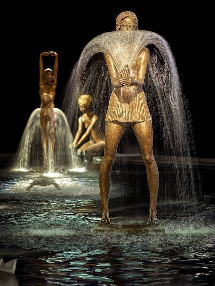 Polish Sculptor Makes Water Complete Her Bronze Fountain Sculptures