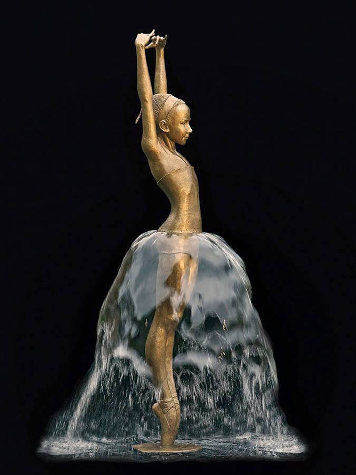 Polish Sculptor Makes Water Complete Her Bronze Fountain Sculptures