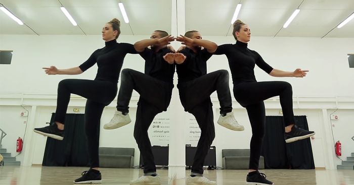 Dancer Duo Uses Mirror To Create Trippy Performance