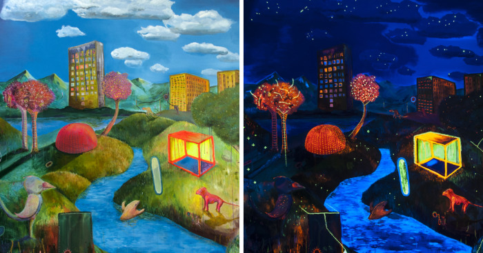 Artist Creates With Light Sensitive Paint To Show Different Sides Of His Art