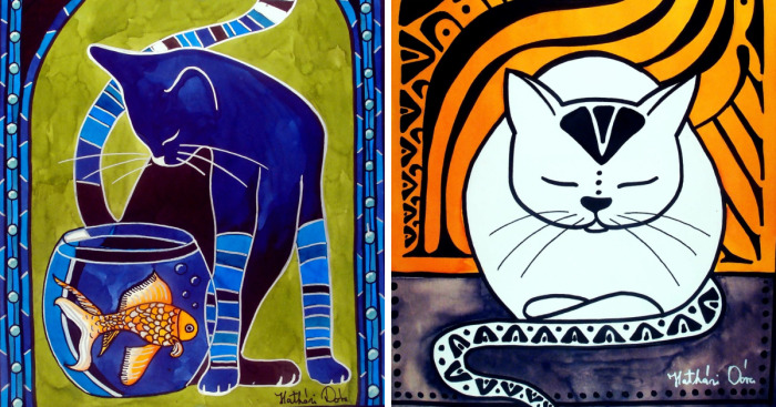 My Beloved Cat Inspired Me To Create These Colorful Feline Artworks