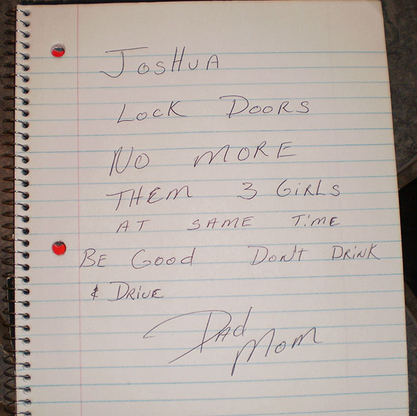 My Parents Went Out Of Town For My Dad's Birthday And This Is The Note They Left Behind