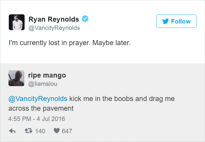 Ryan Reynolds Twitter Replies