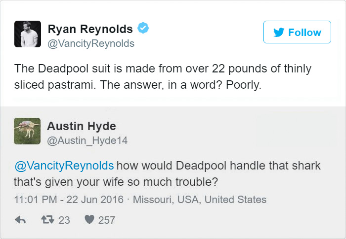 Ryan Reynolds Twitter Replies