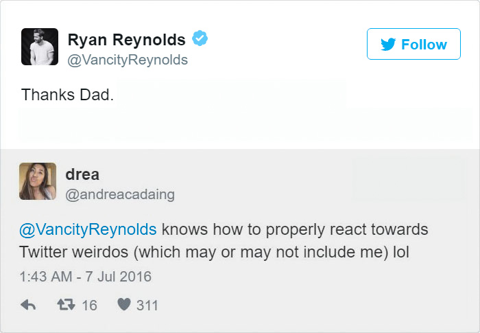 Ryan Reynolds Twitter Replies
