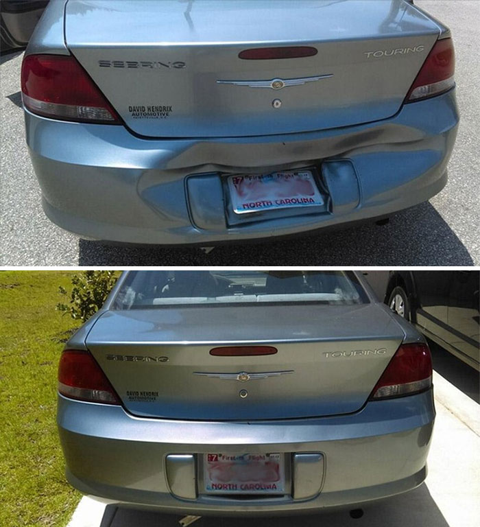 A Hot Day Perfectly Repairs Car's Bumper A Hot Day Perfectly Repairs Car's Bumper