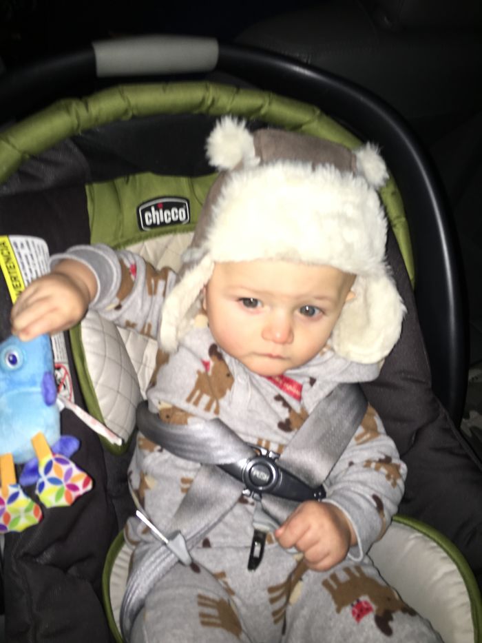 When You Ask Grandpa To Buckle Him In His Car Seat.