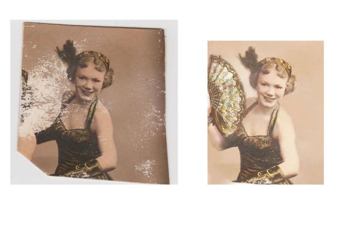 Damaged 80 Yr Old Photo>> Retouched, Fan Was Added In The Edit