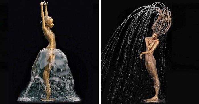Polish Sculptor Makes Water Complete Her Bronze Fountain Sculptures