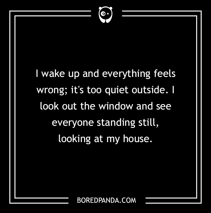 Text of a short horror story on a black background, evoking a chilling atmosphere.