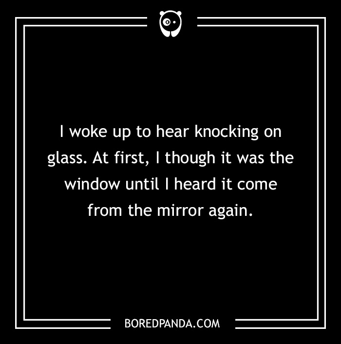 Image of a chilling horror story about hearing knocking from a mirror.