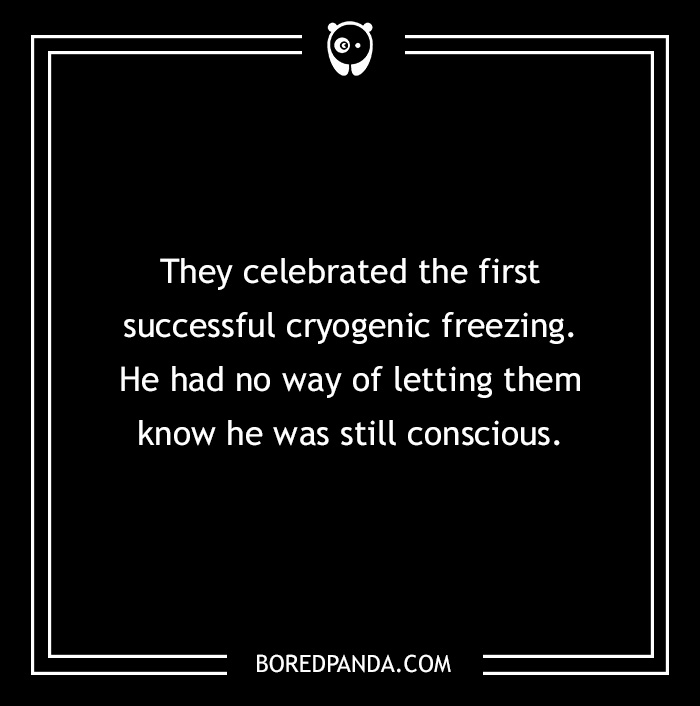 Horror story text about a man who can't communicate his consciousness during cryogenic freezing.