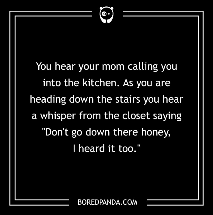 Horror story text with a chilling message that warns not to go downstairs due to a mysterious whisper.