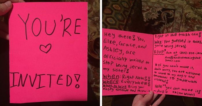 12-Year-Old Trolls Little Sister’s Bullies With Fake Party Invitation