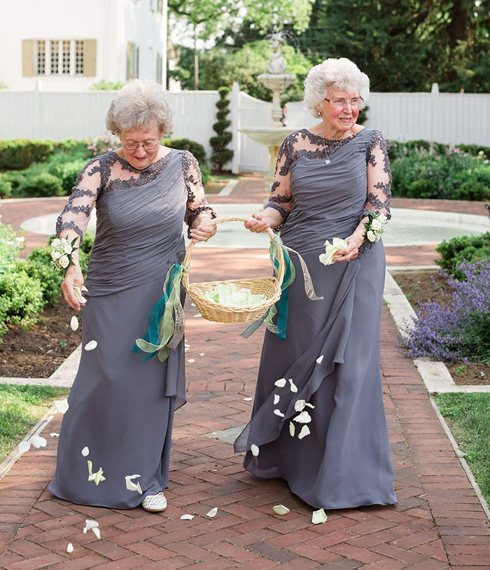 Bride And Groom’s Grandmas Teamed Up As Flower Girls For Their Wedding