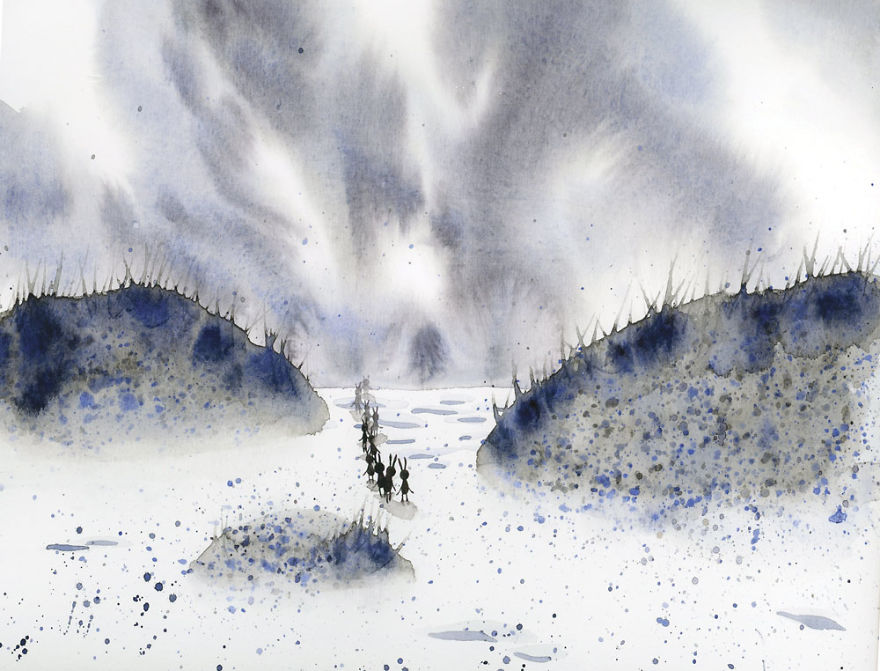 "a Chance Of Waiting" By Rose Tingyi (watercolour) 12x9 Http://tingyi.format.com