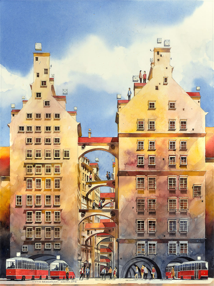 Artist From Poland Nostalgic For 19th Century Warsaw Recreates It In Watercolour