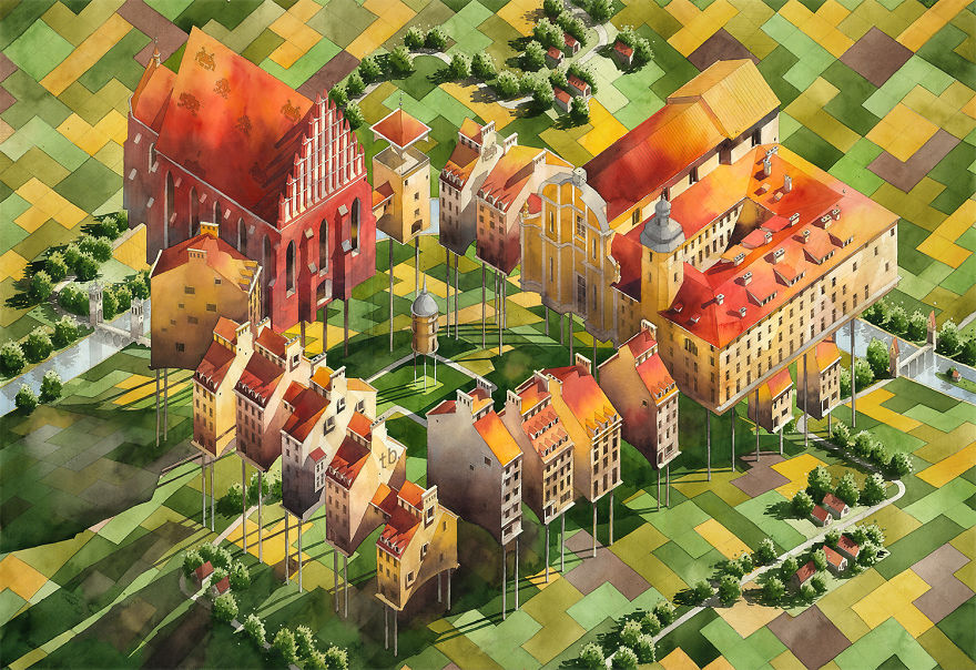 Artist From Poland Nostalgic For 19th Century Warsaw Recreates It In Watercolour