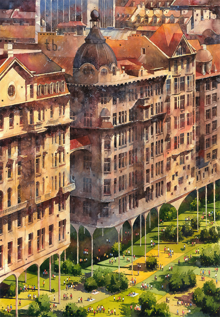 Artist From Poland Nostalgic For 19th Century Warsaw Recreates It In Watercolour Artist From Poland Nostalgic For 19th Century Warsaw Recreates It In Watercolour