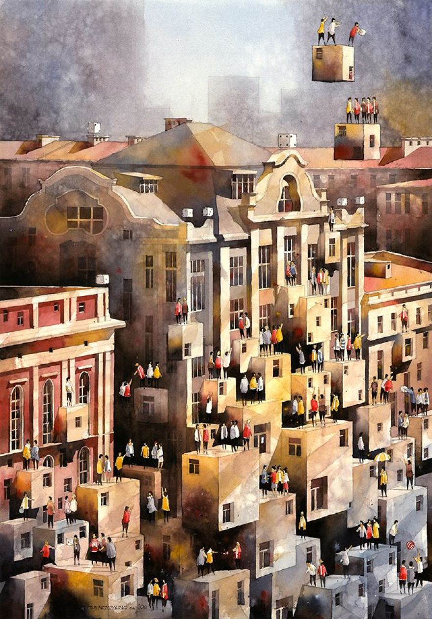 Artist From Poland Nostalgic For 19th Century Warsaw Recreates It In Watercolour