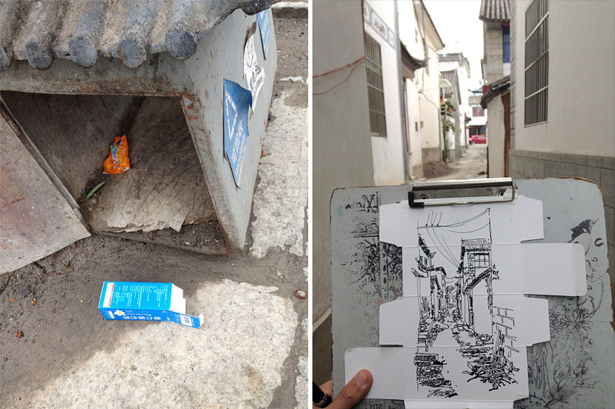 I Draw On Trash I Find In The Streets And Leave It For People To Find