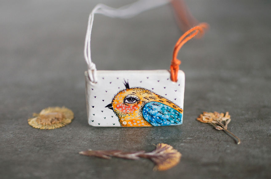 Tiny Watercolour Jewellery That I Create By Painting On Clay Tiny Watercolour Jewellery That I Create By Painting On Clay