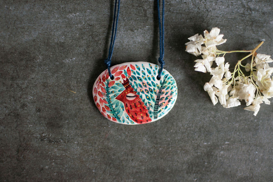 Tiny Watercolour Jewellery That I Create By Painting On Clay Tiny Watercolour Jewellery That I Create By Painting On Clay