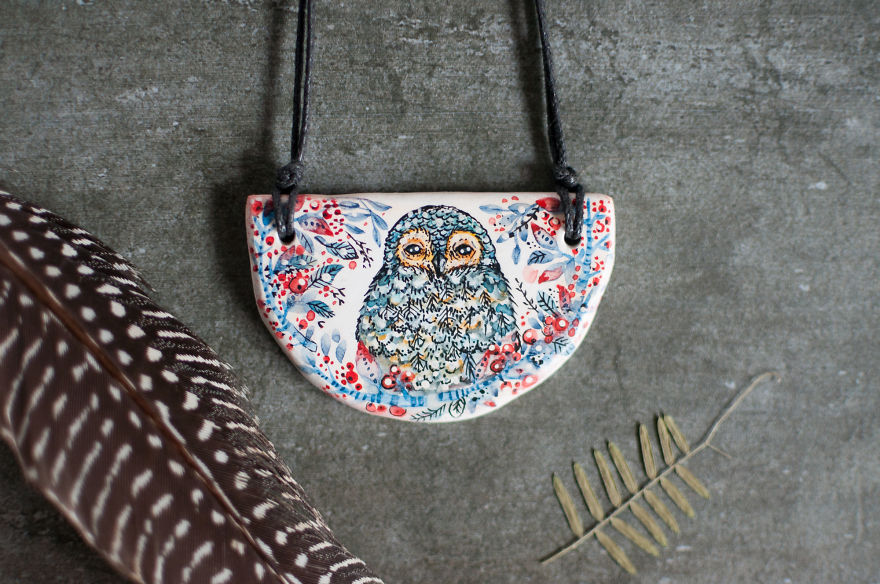 Tiny Watercolour Jewellery That I Create By Painting On Clay Tiny Watercolour Jewellery That I Create By Painting On Clay