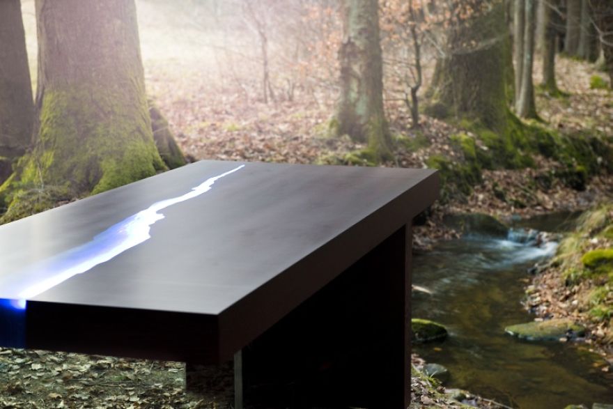 I Made A Wooden Table That Lights Up When Someone Enters A Room