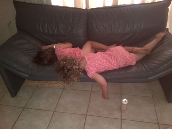 Twins Sharing 1 Sofa For Napping...