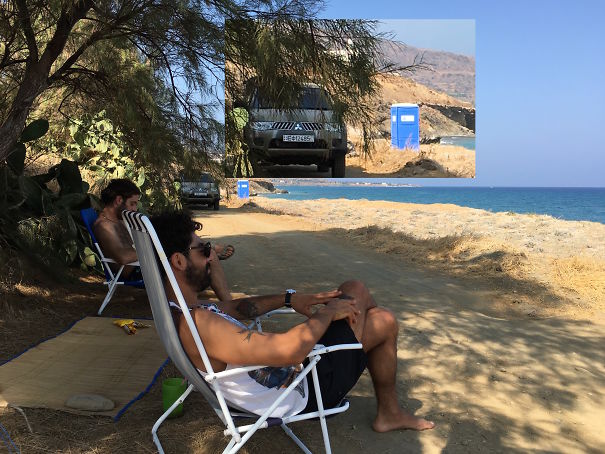 Chilling By The Sea Next To A Military Shooting Train.