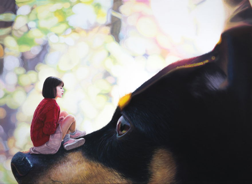 I Paint My Dog As A Giant To Show How Big Of A Part In My Life He Is