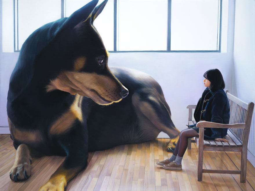 I Paint My Dog As A Giant To Show How Big Of A Part In My Life He Is I Paint My Dog As A Giant To Show How Big Of A Part In My Life He Is