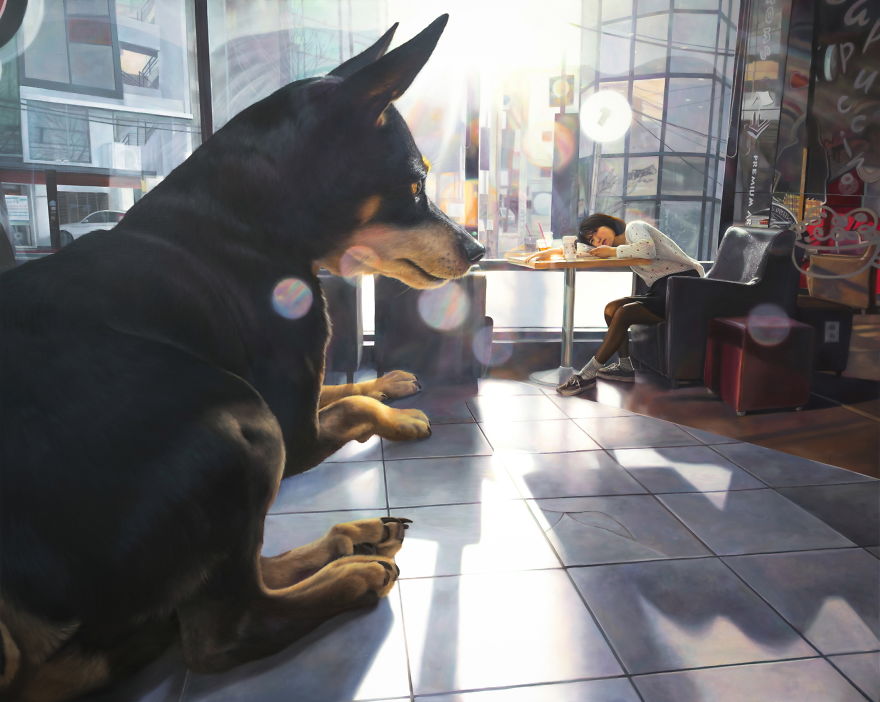 I Paint My Dog As A Giant To Show How Big Of A Part In My Life He Is