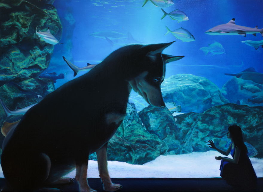 I Paint My Dog As A Giant To Show How Big Of A Part In My Life He Is