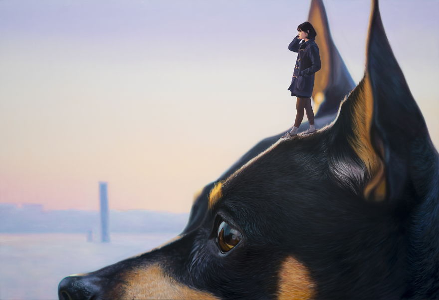 I Paint My Dog As A Giant To Show How Big Of A Part In My Life He Is