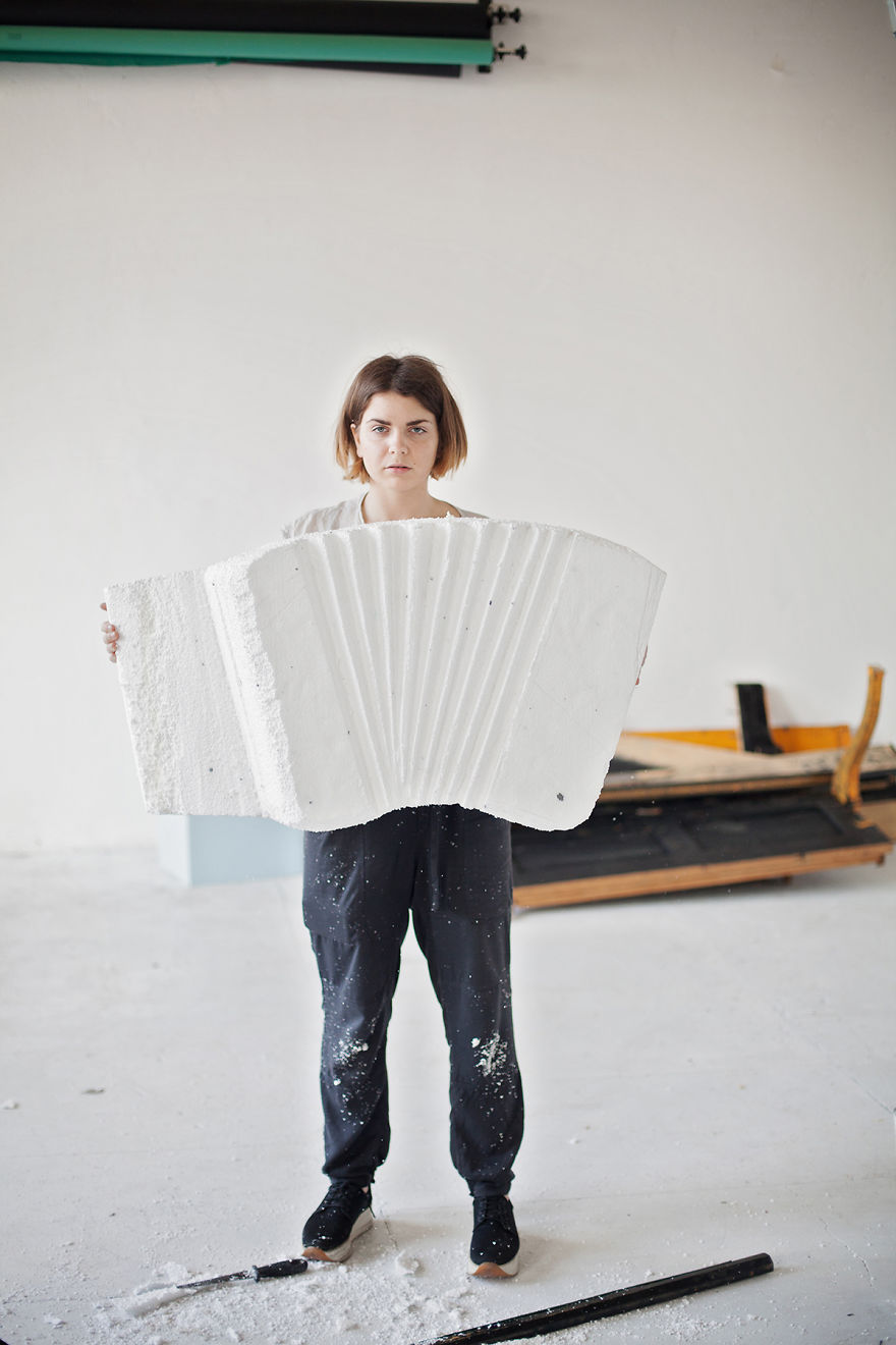 I Made Accordion Sculptures From Moss, Candies And Concrete I Made Accordion Sculptures From Moss, Candies And Concrete