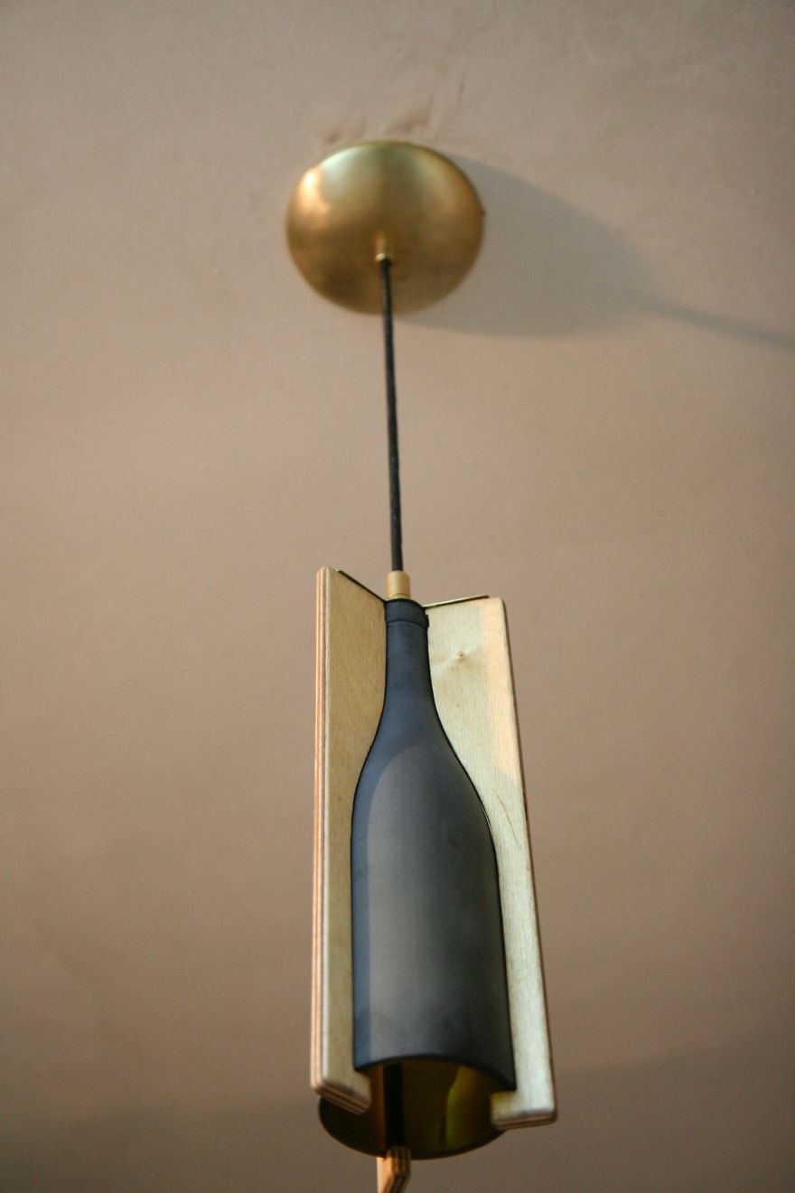 Recycled Wine Bottle Pendant Light