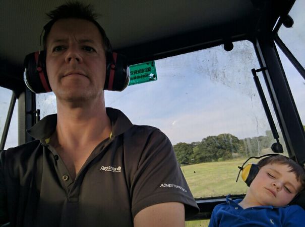 In A 30 Year Old Tractor, On A Warm Summers Day.