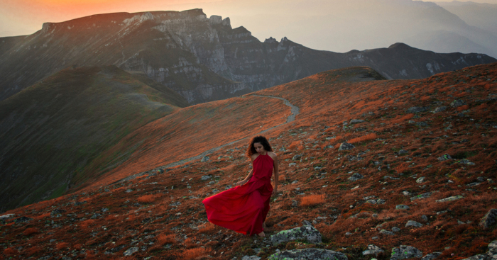 We Photograph The Woman In Red Dress In The Mesmerizing Landscapes Of Romania