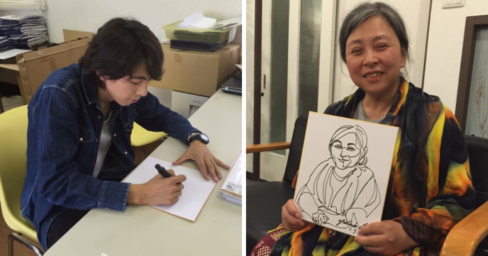 I Draw People I Meet With One Unbroken Line