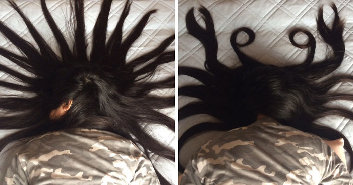 This Guy Plays With His Sleeping Sister’s Hair And Turns It Into Art