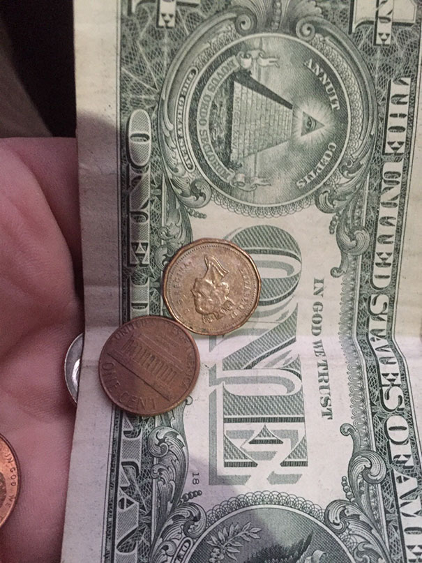 Used A Canadian Penny To Pay For My Starbucks Drink Today. Take That Corporations