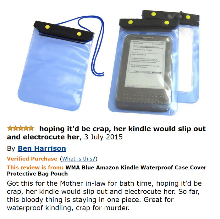Amazon Kindle in a waterproof bag and a comment 